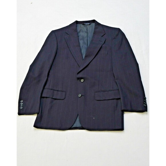 Burberry Vintage 1990s Mens Blue Striped Wool Sport Coat 2-Button EUC - Picture 1 of 5